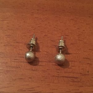 Silver Tone Ball Stud Earrings